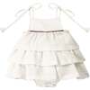 Baby Girl Piped Layered Ruffle Dress, Off-White - Dresses - 1 - thumbnail