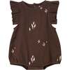 Baby Girls Box Pleated Ruffle Bubble Romper, Brown - Onesies - 1 - thumbnail