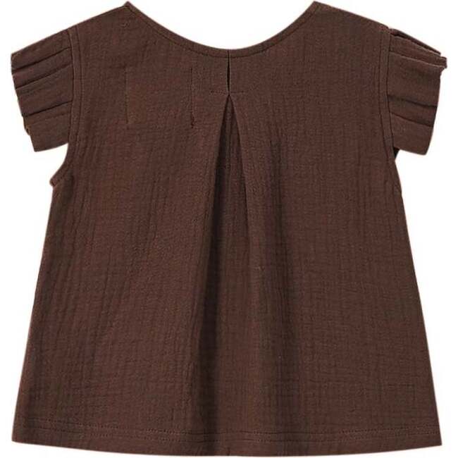 Baby Girls Gauze Box Pleated Sleeve Top, Brown - Blouses - 2