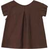 Baby Girls Gauze Box Pleated Sleeve Top, Brown - Blouses - 2