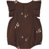 Baby Girls Box Pleated Ruffle Bubble Romper, Brown - Onesies - 2