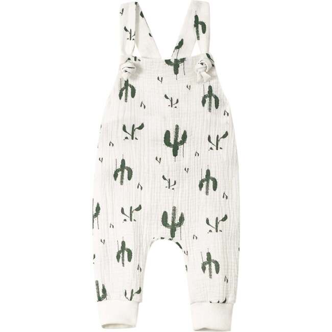 Baby Gauze Print Dungarees, Off-White