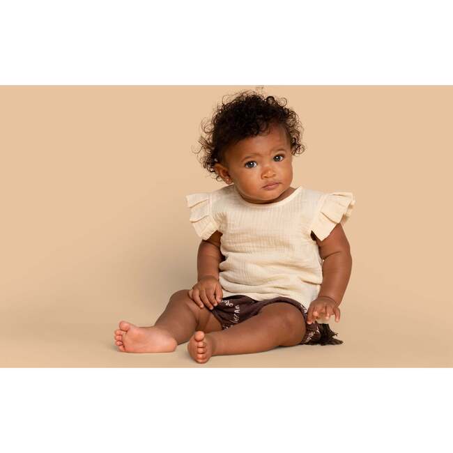 Baby Girls Gauze Double Side Tassel-Tie Bloome, Brown - Bloomers - 3