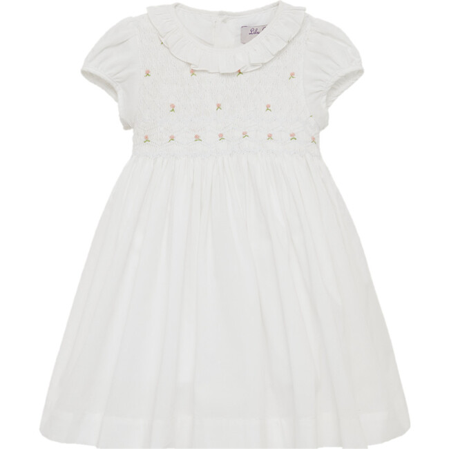 Little Willow Rose Hand Smocked Dress, White