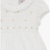 Little Willow Rose Hand Smocked Dress, White - Dresses - 4