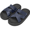 Cove Leather Cross-Over Strap Sandals, Navy - Sandals - 2