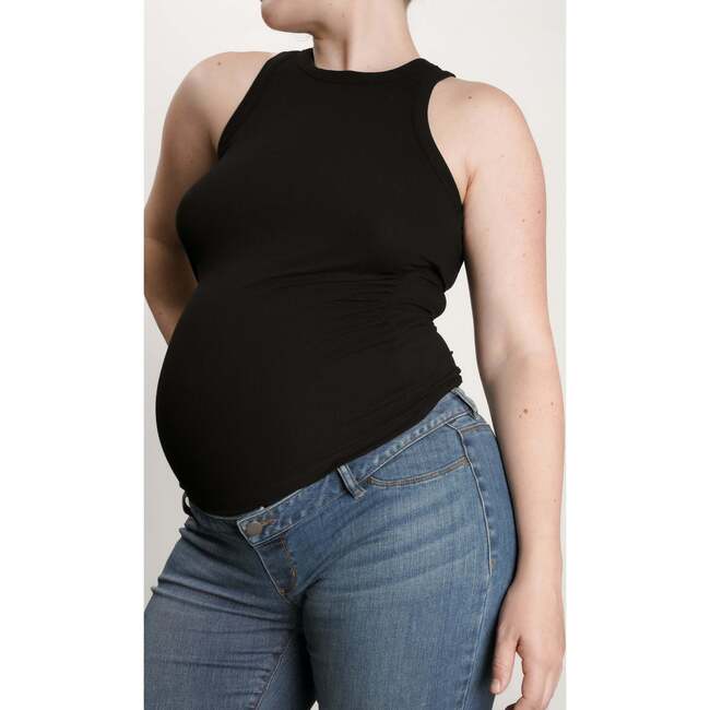 Women's The Ribbed Ruched Maternity Tank, Black
