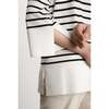 Women's Suki Striped Polo Collar Slit Sleeve Sweater, Black & White - Sweaters - 3