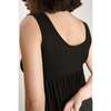 Women's Ribbed Modal Henley Dress, Black - Dresses - 4