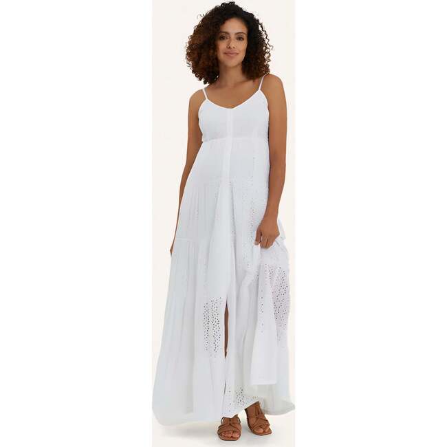 Women's Lisboa Cotton Eyelet Flowy Maxi Dress, White
