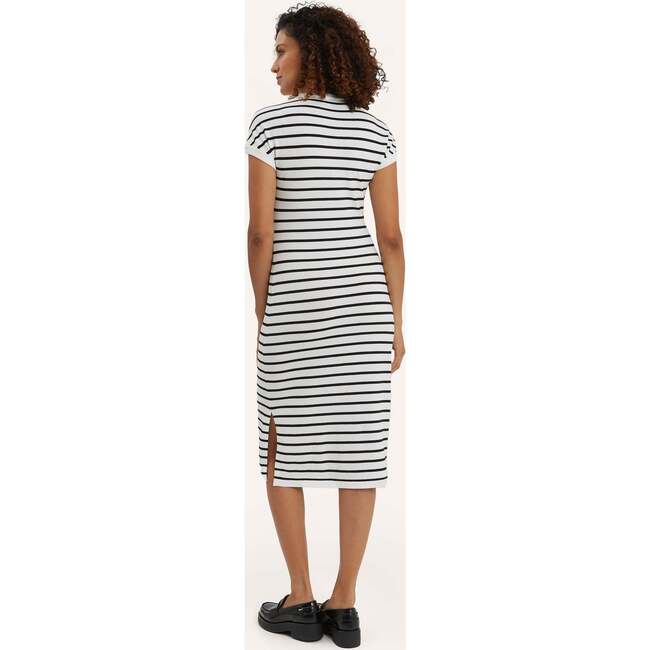 Women's Lydia Striped Knit Knotted Dress, Black & White - Dresses - 3