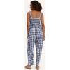 Women's Marais Plaid Smocked Bust Sleeveless Strap Jumpsuit, Navy & White - Jumpsuits - 3