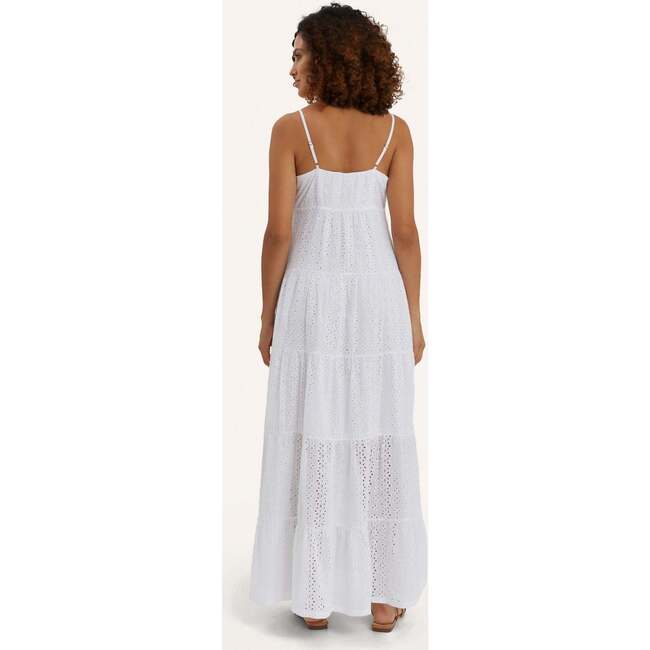 Women's Maternity Lisboa Cotton Eyelet Flowy Maxi Dress, White - Dresses - 3