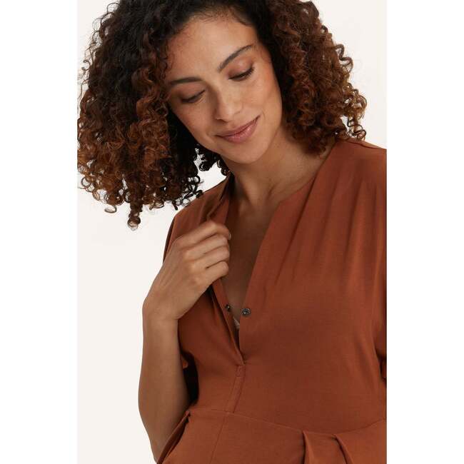 Women's Filipa V-Neck Short Sleeve Jumpsuit, Caramel - Jumpsuits - 4