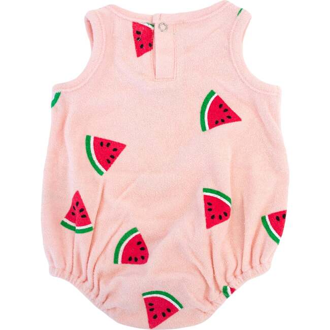 Watermelon Print Terry Bubble, Pale Pink - Rompers - 2