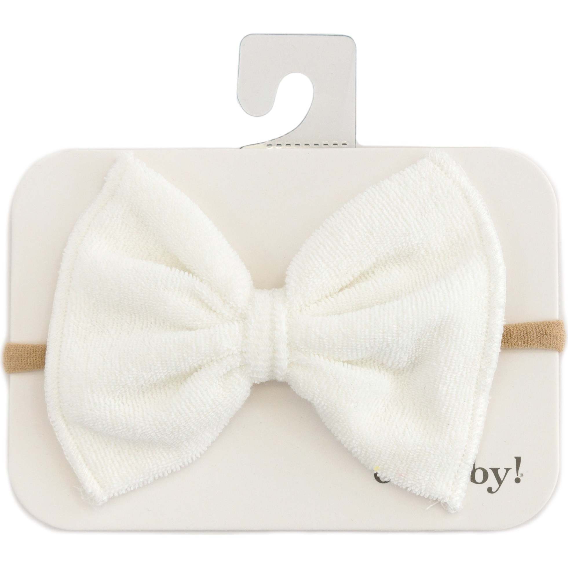 Terry Bow Nylon Headband, Snow - Headbands - 1