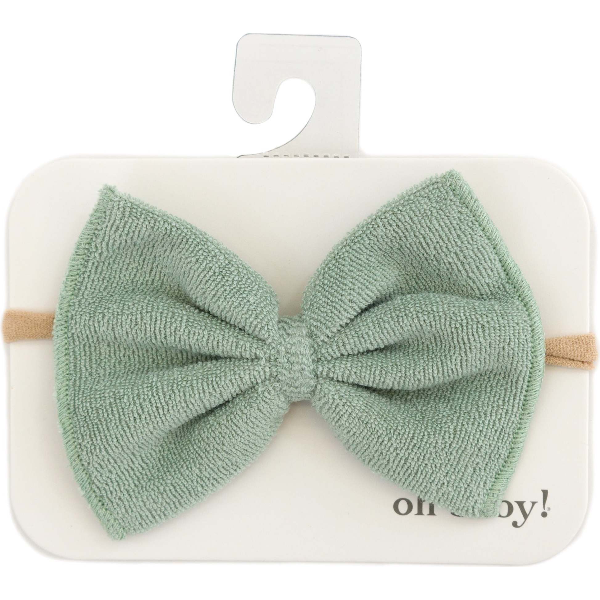 Terry Bow Nylon Headband, Sage - Headbands - 1