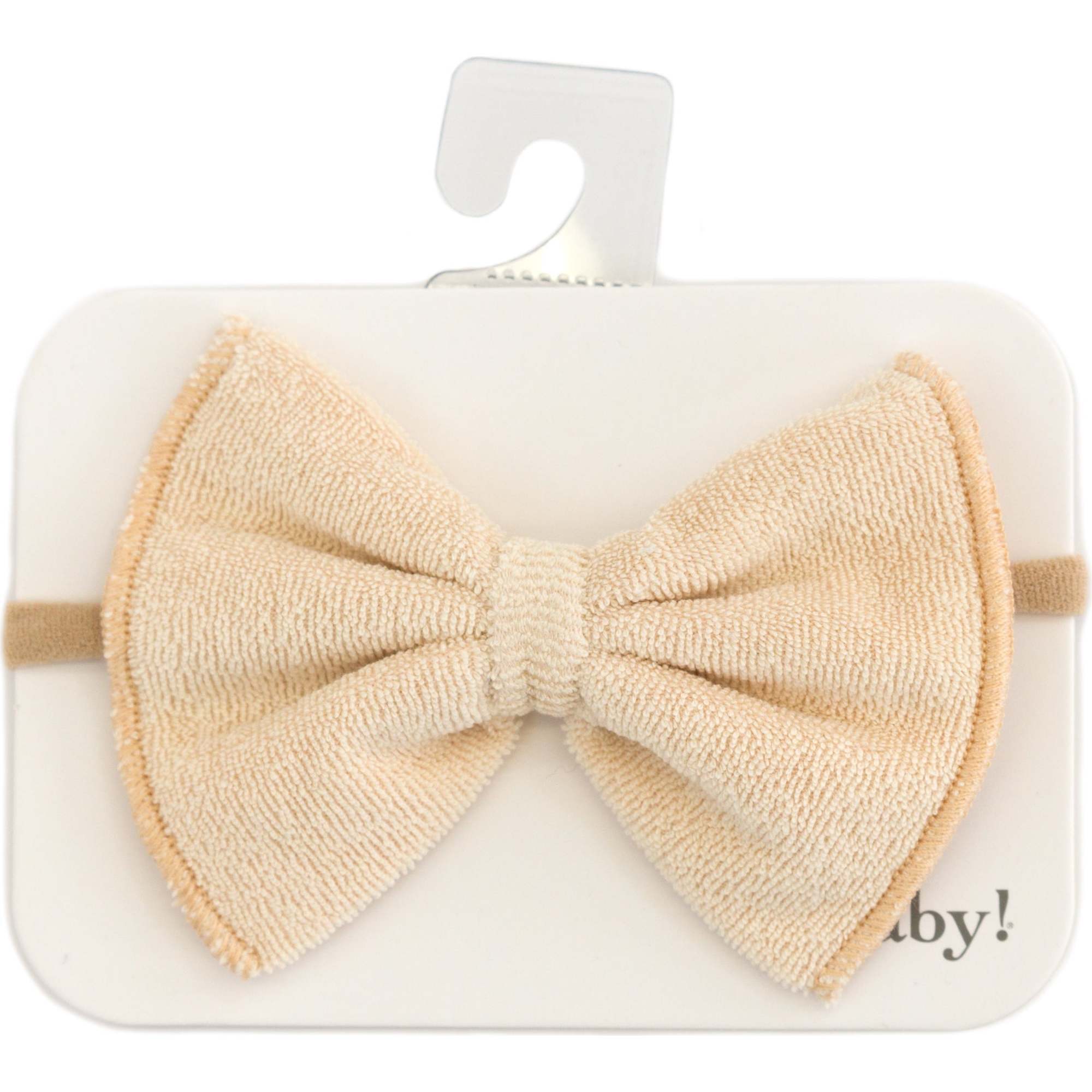 Terry Bow Nylon Headband, Natural - Headbands - 1