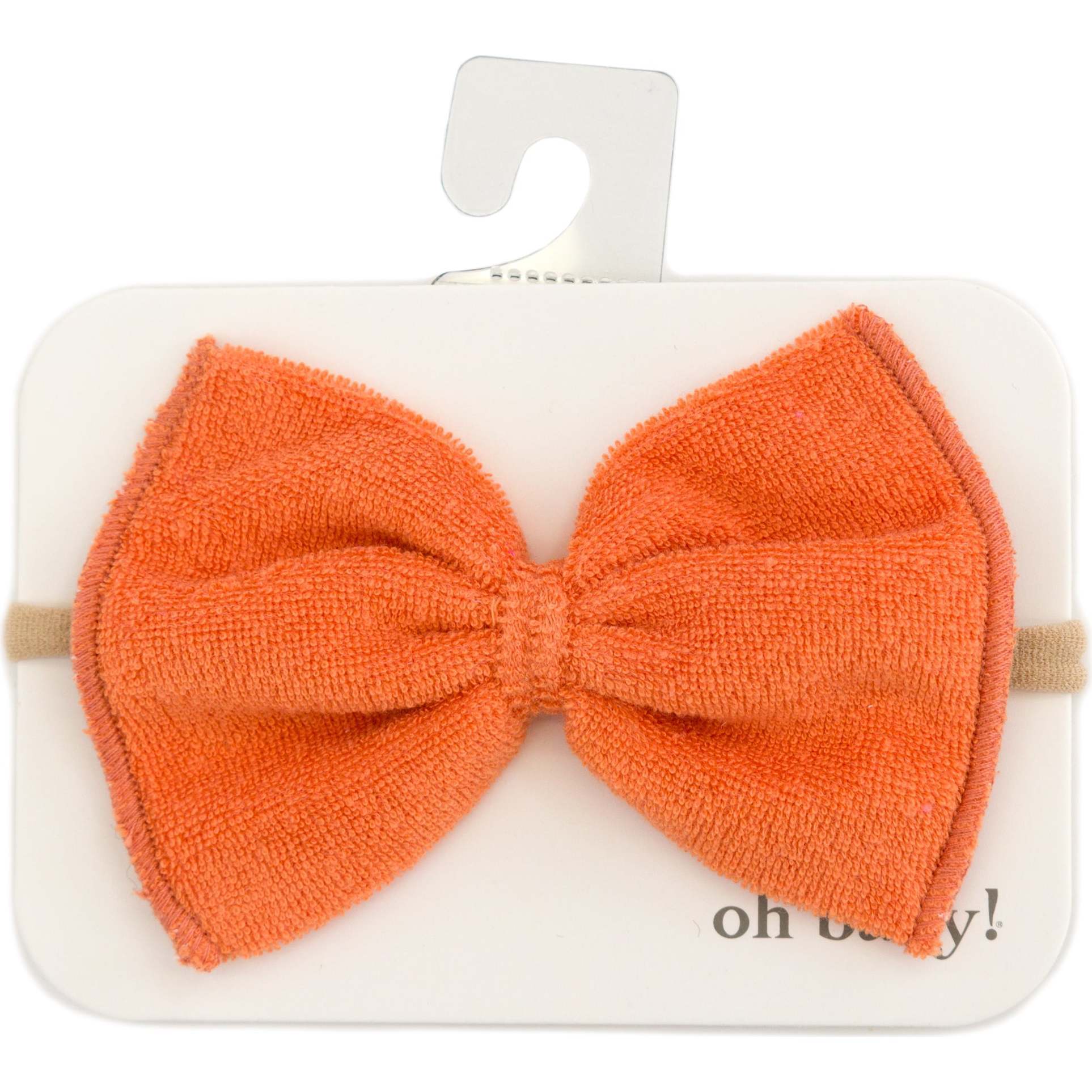 Terry Bow Nylon Headband, Dreamsicle - Headbands - 1