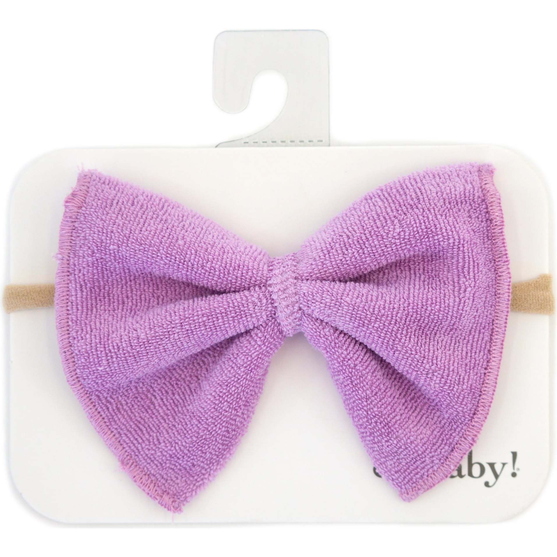 Terry Bow Nylon Headband, Orchid - Headbands - 1