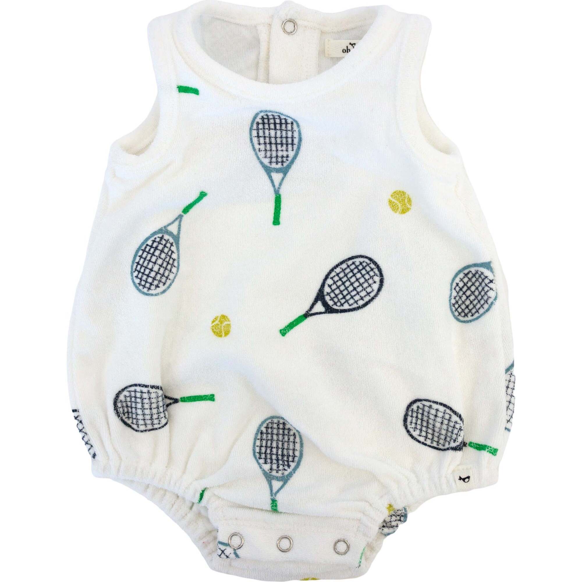 Tennis Print Terry Bubble, Snow - Rompers - 1