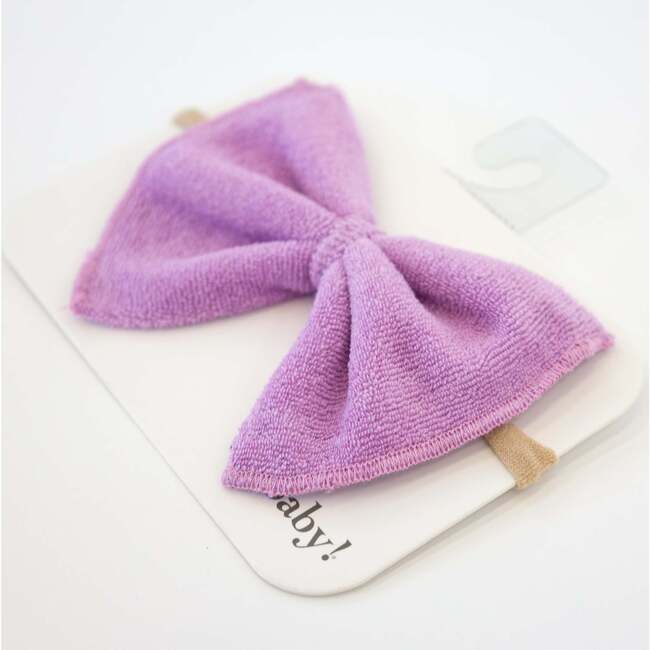 Terry Bow Nylon Headband, Orchid - Headbands - 2