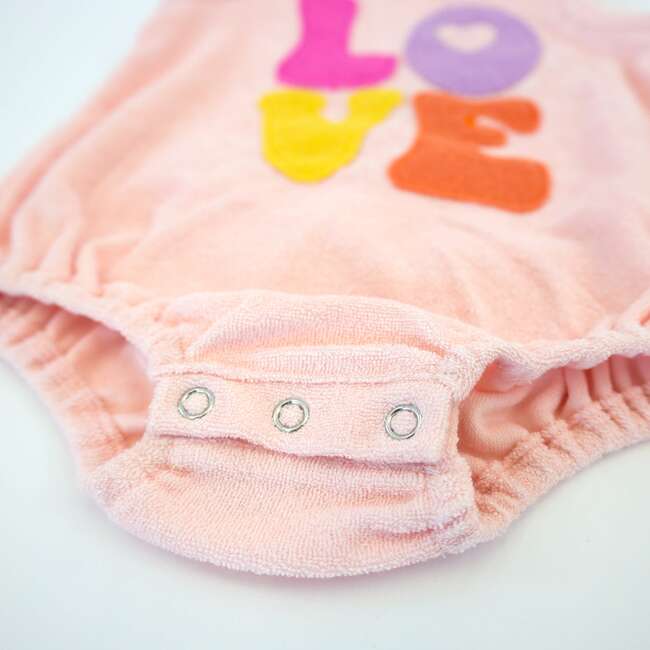 LOVE Terry Applique Terry Bubble, Pale Pink - Rompers - 3