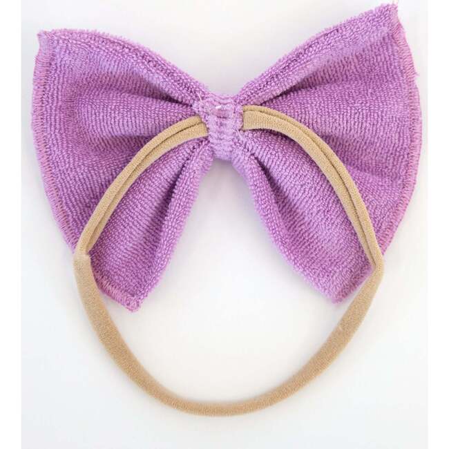 Terry Bow Nylon Headband, Orchid - Headbands - 3