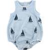 Denim Sailboat Print Terry Bubble, Sky Blue - Rompers - 1 - thumbnail