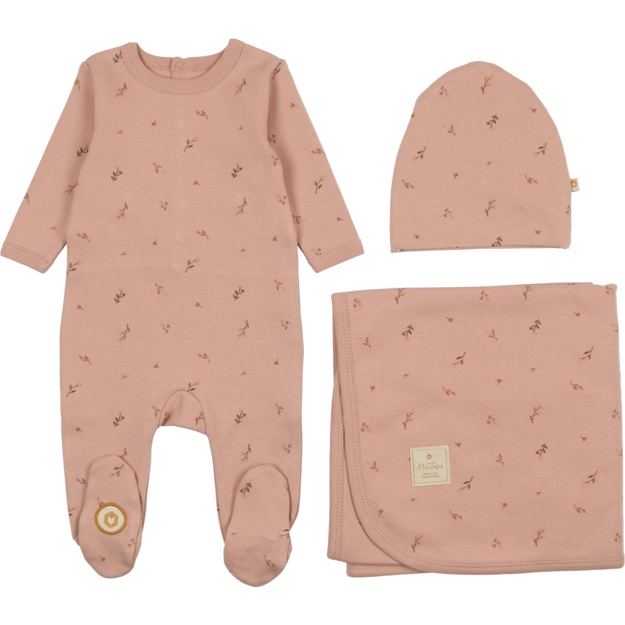 Mon Tresor Nature's Print Layette Set - Misty Rose Mon Tresor Nature's Print Layette Set - Misty Rose