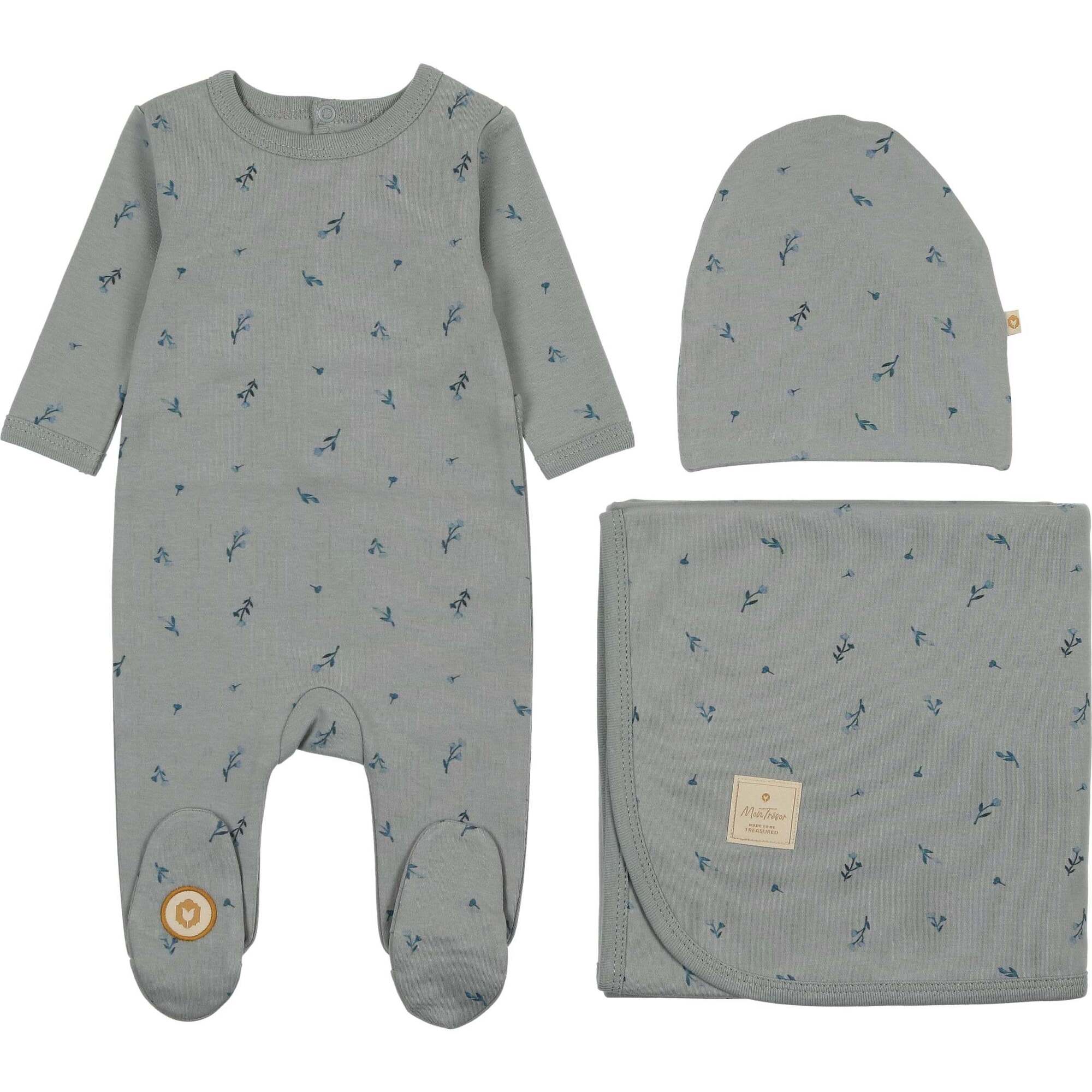 Mon Tresor Nature's Print Layette Set - Quarry Mon Tresor Nature's Print Layette Set - Quarry