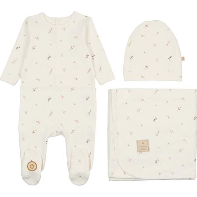 Nature's Print Layette Set, Ivory and Taupe