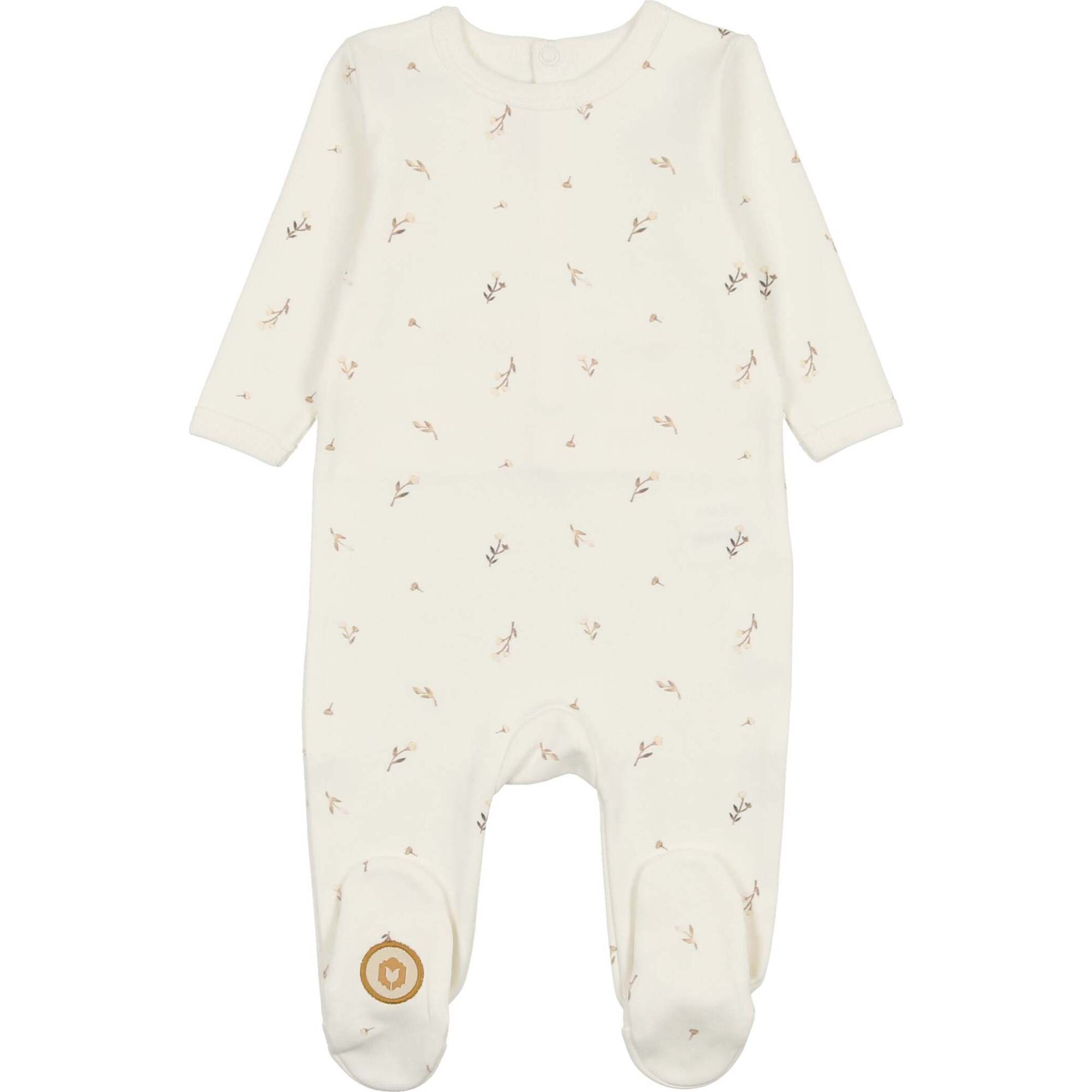 Mon Tresor Nature's Print Footie & Bonnet - Ivory & Taupe Mon Tresor Nature's Print Footie & Bonnet - Ivory & Taupe