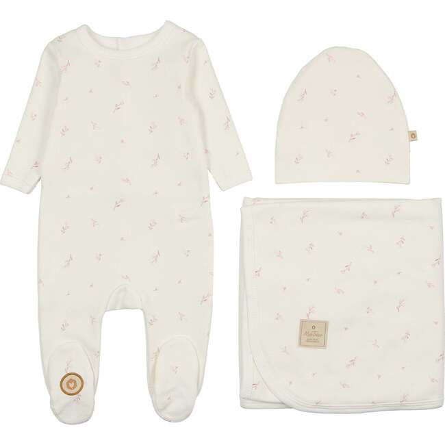 Nature's Print Layette Set, Ivory and Pink