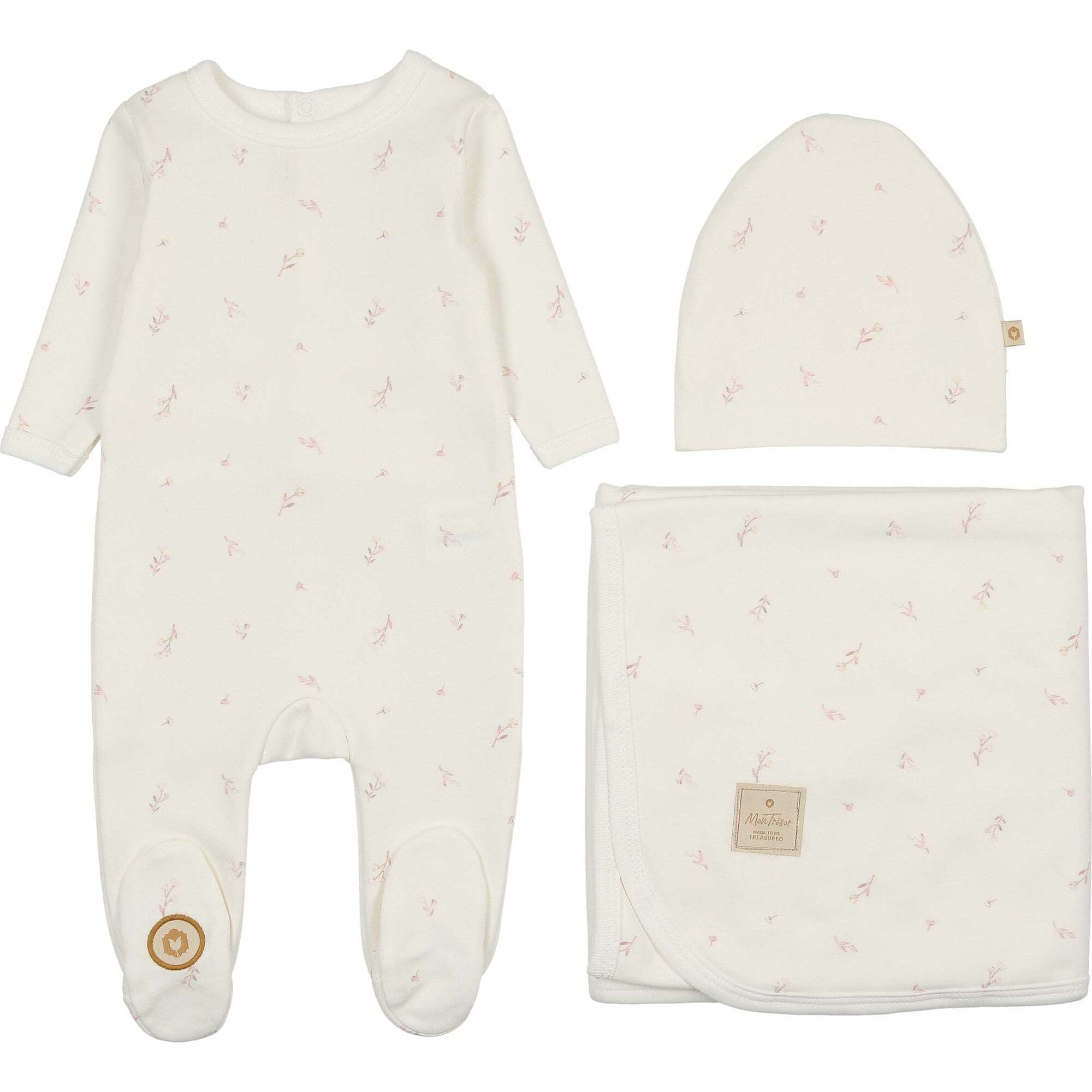 Nature's Print Layette Set, Ivory and Pink - Mixed Gift Sets - 1