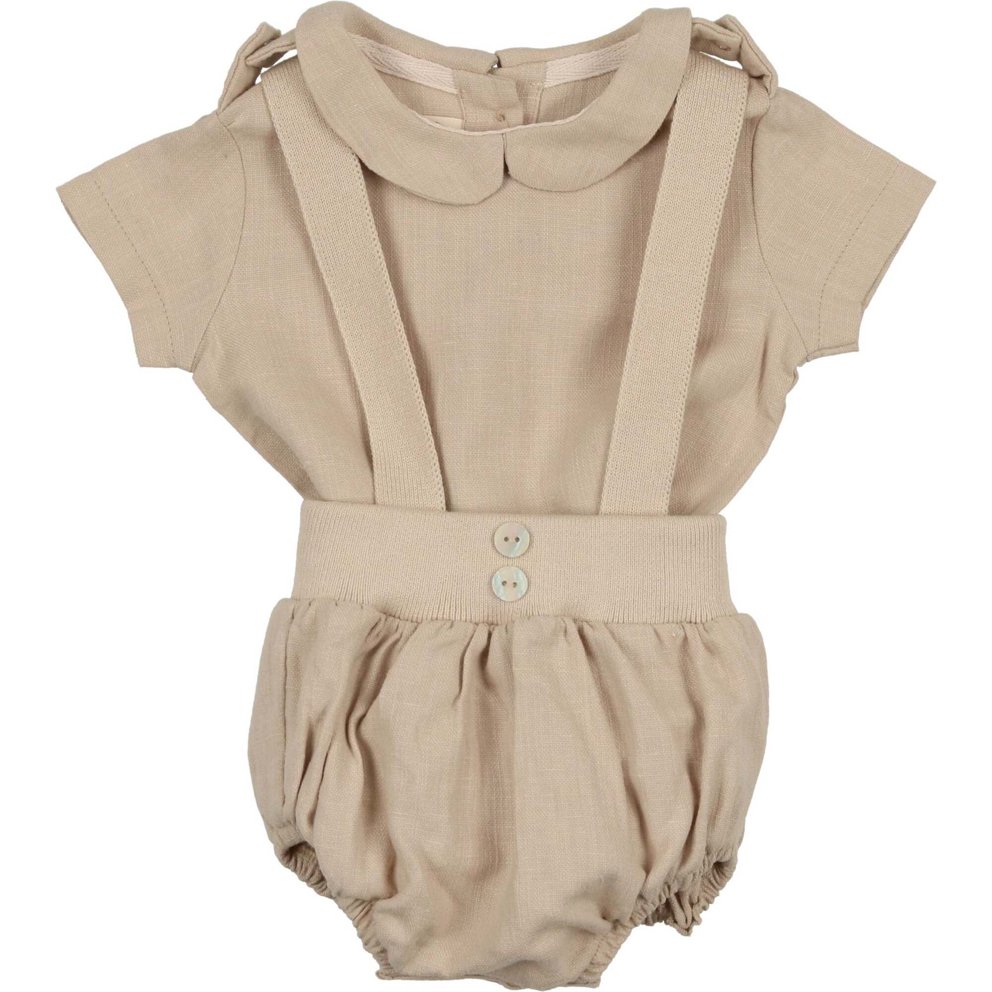 Knit and Linen Ensemble, Taupe - Mixed Apparel Set - 1