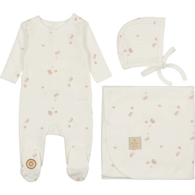 Butterfly Bliss Layette Set, Ivory and Pink