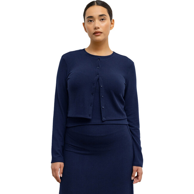 Women's Lauren Full Sleeve Crop Cardigan II, Navy - Cardigans - 2