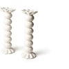 Signature White Large Knobbed Candle Holder with Ruffle, Set of 2 - Tabletop - 1 - thumbnail