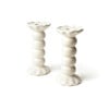 Signature White Medium Knobbed Candle Holder with Ruffle, Set of 2 - Candle Holders - 1 - thumbnail