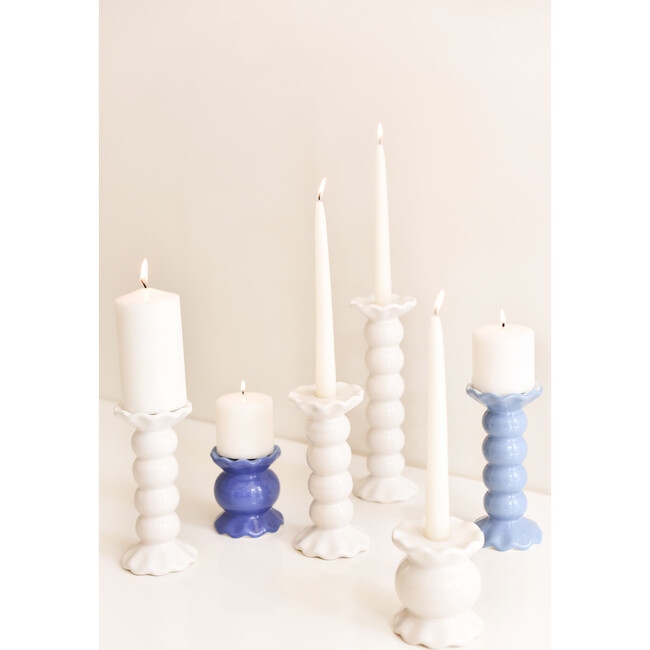 Iris Blue Small Knob Candle Holder with Ruffle, Set of 2 - Candle Holders - 2