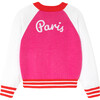 Girl Varsity-Style Raglan Sleeve Cardigan, Pink & White - Cardigans - 2