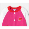 Girl Varsity-Style Raglan Sleeve Cardigan, Pink & White - Cardigans - 3