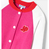 Girl Varsity-Style Raglan Sleeve Cardigan, Pink & White - Cardigans - 4