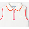 Girl Ribbed Collar Sleeveless Polo Shirt, White - Polo Shirts - 3