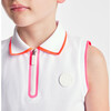 Girl Ribbed Collar Sleeveless Polo Shirt, White - Polo Shirts - 6