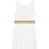 Girl Pleated Dress, White - Dresses - 1 - thumbnail