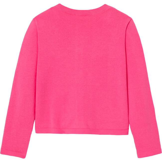 Girl Pearl Buttoned Cardigan, Geranium - Cardigans - 2
