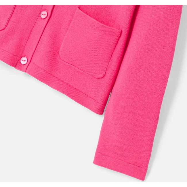 Girl Pearl Buttoned Cardigan, Geranium - Cardigans - 4