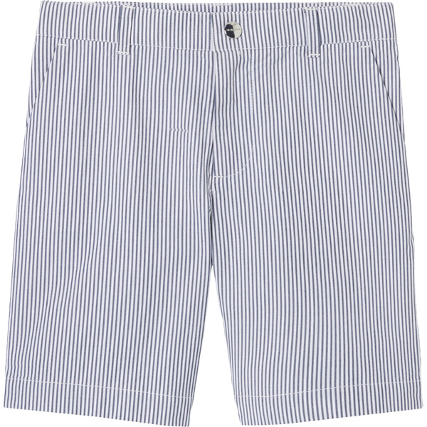 Boy Striped Bermuda Shorts, White & Blue - Jacadi Shorts | Maisonette